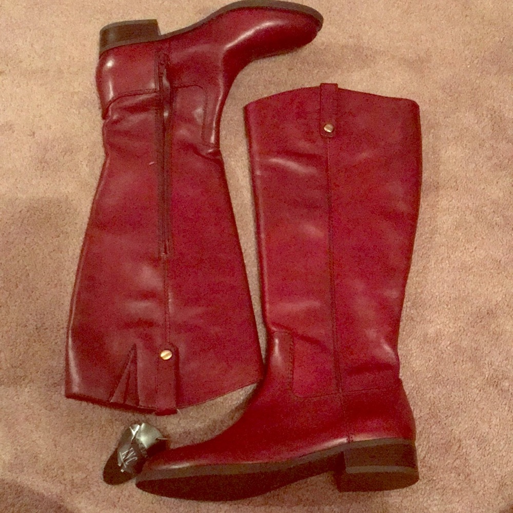 Tall red winter boots